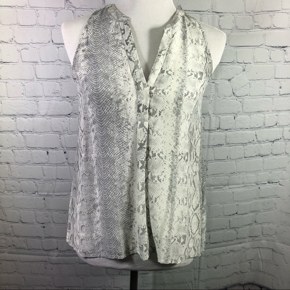 Joie Silk Snake Print Sleeveless Top Size XS/S Gray Off‎ White
